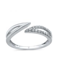 Diamond Openwork Bypass Ring (1/10 ct. t.w.) in Sterling Silver