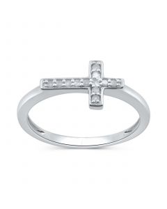 Diamond East-West Cross Ring (1/10 ct. t.w.) in Sterling Silver