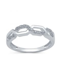 Diamond Hexagon Link Ring (1/10 ct. t.w.) in Sterling Silver