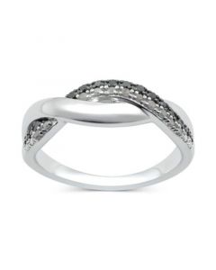 Black Diamond (1/10 ct. t.w.) & White Diamond (1/0 ct. t.w.) Twist Ring in Sterling Silver