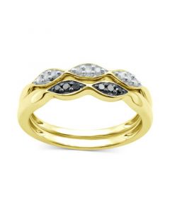 2-Pc Set Black Diamond (1/20 ct. t.w.) & White Diamond (1/10 ct. t.w.) Stack Rings in 14k Gold-Plated Sterling Silver