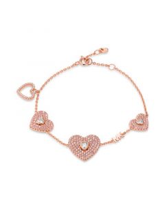 14K Rose Gold-Plated Sterling Silver Pave Heart Line Bracelet