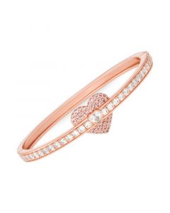 14K Rose Gold-Plated Sterling Silver Pave Heart Bangle