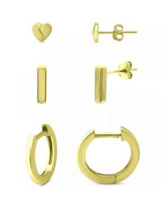 3-Pc. Set Stud & Huggie Hoop Earrings, Created for Macy's