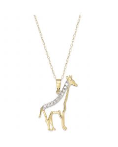 Diamond Giraffe Pendant Necklace in 18k Gold over Sterling Silver (1/10 ct. t.w.)