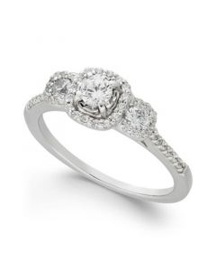 Diamond Triple Halo Engagement Ring (1/2 ct. t.w.) in 14k White Gold