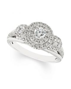 Diamond Trio Halo Engagement Ring (1 ct. t.w.) in 14k White Gold