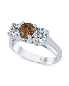 Vanilla Diamond (1-1/8 ct. t.w.) & Chocolate Diamond (7/8 ct. t.w.) Trinity Ring in 18k White Gold