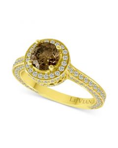 Chocolate Diamond (1-1/20 ct. t.w.) & Vanilla Diamond (7/8 ct. t.w.) Halo Ring in 18k Gold