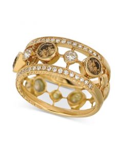 Chocolate Diamond (7/8 ct. t.w.) & Vanilla Diamond (1/2 ct. t.w.) Openwork Ring in 18k Gold