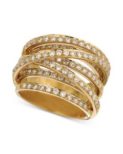 Vanilla Diamond Multirow Crossover Statement Ring (1-7/8 ct. t.w.) in 18k Gold