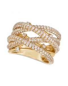 Vanilla Diamond Pavé Multirow Crossover Statement Ring (3-1/2 ct. t.w.) in 18k Gold