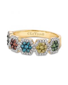 Exotics® Multicolor Diamond Flower Cluster Ring (7/8 ct. t.w.) in 18k Gold