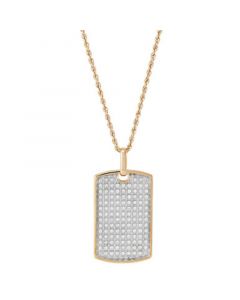 Unisex Lab Grown Diamond Pavé Dog Tag 22" Pendant Necklace (1 ct. t.w.) in 10k Gold