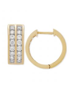 Unisex Lab Grown Diamond Channel-Set Small Hoop Earrings (1 ct. t.w.) in 10k Gold, 15mm