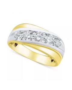 Men's Lab Grown Diamond Diagonal Band (1 ct. t.w.) in 10k Gold