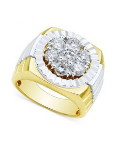 Men's Lab Grown Diamond Cluster Ring (2 ct. t.w.) in 10k Two-Tone Gold