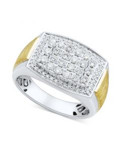 Men's Lab Grown Diamond Cluster Ring  (1 ct. t.w.) in 10k Two-Tone Gold