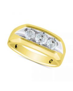 Men's Lab Grown Diamond Three Stone Ring (1 ct. t.w.) in 10k Gold