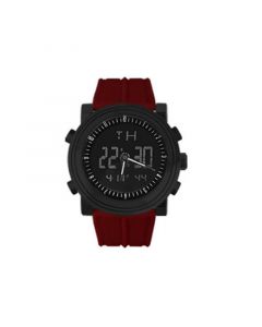 Men's Black, Red Silicone Strap Watch 47mm