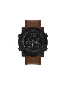 Men's Brown Leather Strap Watch 47mm