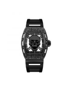 Men's Matte Black Plastic Strap Watch 42mm