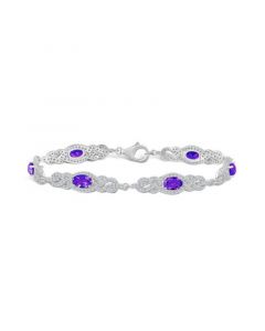 Amethyst (2 2/3 ct. t.w.) and Topaz (2 1/10 ct. t.w.) Bracelet in Sterling Silver