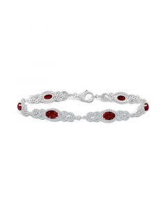 Garnet (3 1/2 ct. t.w.) and Topaz (2 1/10 ct. t.w.) Bracelet in Sterling Silver