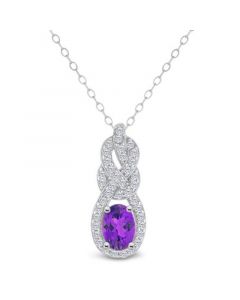 Topaz (3/8 ct. t.w.) Halo Pendant Necklace in Sterling Silver