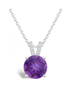 Women's Amethyst (1-3/4 ct.t.w.) and Diamond Accent Pendant Necklace in Sterling Silver