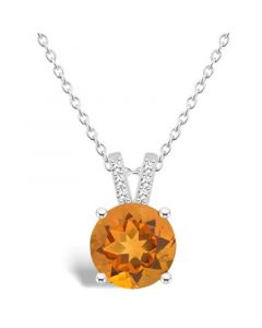 Women's Citrine (1-3/4 ct.t.w.) and Diamond Accent Pendant Necklace in Sterling Silver