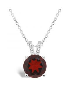 Women's Garnet (2-1/2 ct.t.w.) and Diamond Accent Pendant Necklace in Sterling Silver