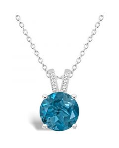 Women's London Blue Topaz (2-2/5 ct.t.w.) and Diamond Accent Pendant Necklace in Sterling Silver