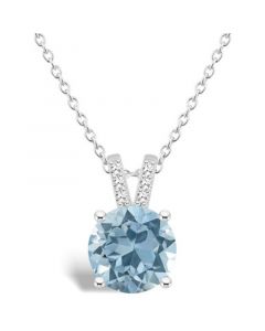 Women's Sky Blue Topaz (2-2/5 ct.t.w.) and Diamond Accent Pendant Necklace in Sterling Silver