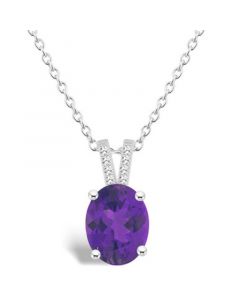 Women's Amethyst (2-1/2 ct.t.w.) and Diamond Accent Pendant Necklace in Sterling Silver