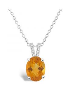 Women's Citrine (2-1/2 ct.t.w.) and Diamond Accent Pendant Necklace in Sterling Silver