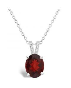 Women's Garnet (3-1/10 ct.t.w.) and Diamond Accent Pendant Necklace in Sterling Silver