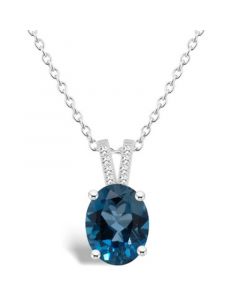 Women's London Blue Topaz (3-3/5 ct.t.w.) and Diamond Accent Pendant Necklace in Sterling Silver