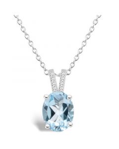 Women's Sky Blue Topaz (3-3/5 ct.t.w.) and Diamond Accent Pendant Necklace in Sterling Silver