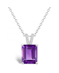 Women's Amethyst (3-1/6 ct.t.w.) and Diamond Accent Pendant Necklace in Sterling Silver