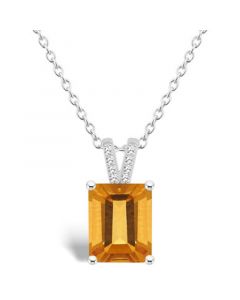 Women's Citrine (3-1/6 ct.t.w.) and Diamond Accent Pendant Necklace in Sterling Silver