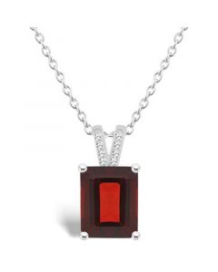 Women's Garnet (4 ct.t.w.) and Diamond Accent Pendant Necklace in Sterling Silver