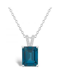 Women's London Blue Topaz (4-1/4 ct.t.w.) and Diamond Accent Pendant Necklace in Sterling Silver