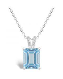 Women's Sky Blue Topaz (4-1/4 ct.t.w.) and Diamond Accent Pendant Necklace in Sterling Silver