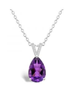 Women's Amethyst (2-3/4 ct.t.w.) and Diamond Accent Pendant Necklace in Sterling Silver