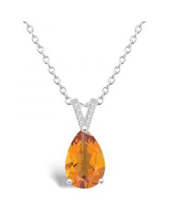 Women's Citrine (2-3/4 ct.t.w.) and Diamond Accent Pendant Necklace in Sterling Silver