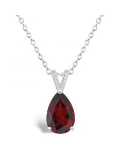 Women's Garnet (3-1/3 ct.t.w.) and Diamond Accent Pendant Necklace in Sterling Silver