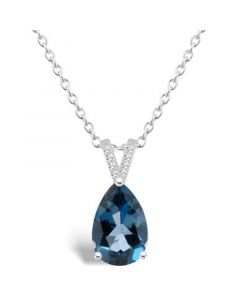 Women's London Blue Topaz (3-2/3 ct.t.w.) and Diamond Accent Pendant Necklace in Sterling Silver