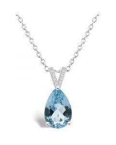 Women's Sky Blue Topaz (3-2/3 ct.t.w.) and Diamond Accent Pendant Necklace in Sterling Silver