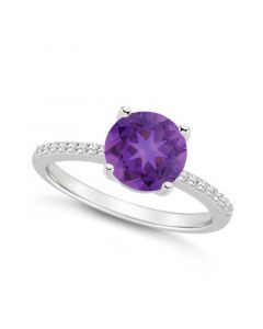 Women's Amethyst (1-3/4 ct.t.w.) and Diamond (1/10 ct.t.w.) Ring in Sterling Silver